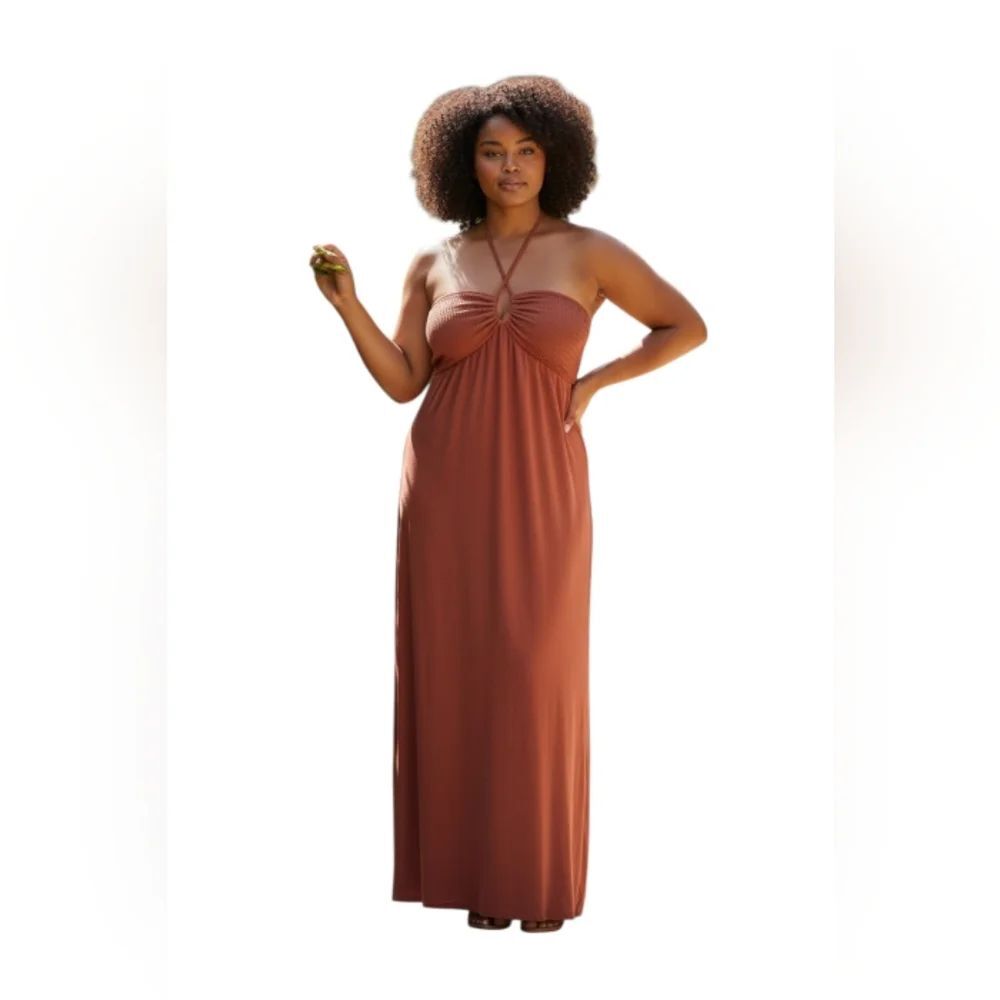 No Boundaries Rust Halter Maxi Dress Sz.L EUC
